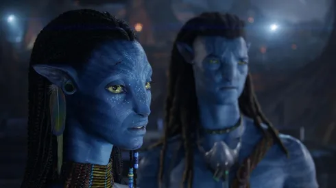 Zoe Saldaña and Sam Worthington in "Avatar: Fire and Ash."