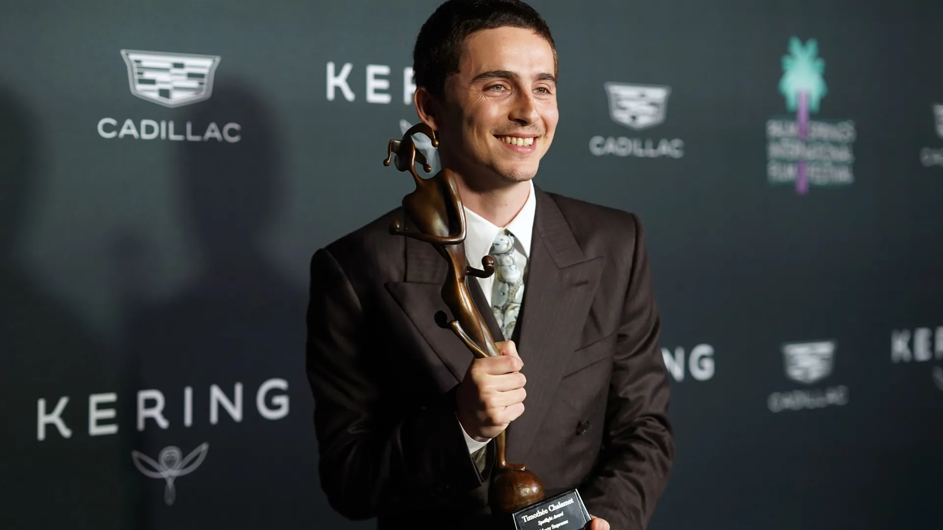 Timothée Chalamet, winner of the Spotlight Award, Actor, attends the 37th Annual Palm Springs International Film Awards at Palm Springs Convention Center on January 03, 2026 in Palm Springs, California. (Photo by Presley Ann/Getty Images for Palm Springs International Film Society)