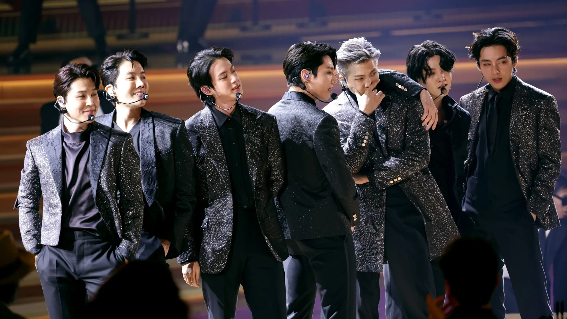 BTS perform onstage during the 64th Annual GRAMMY Awards at MGM Grand Garden Arena on April 03, 2022 in Las Vegas, Nevada. (Photo by Matt Winkelmeyer/Getty Images)