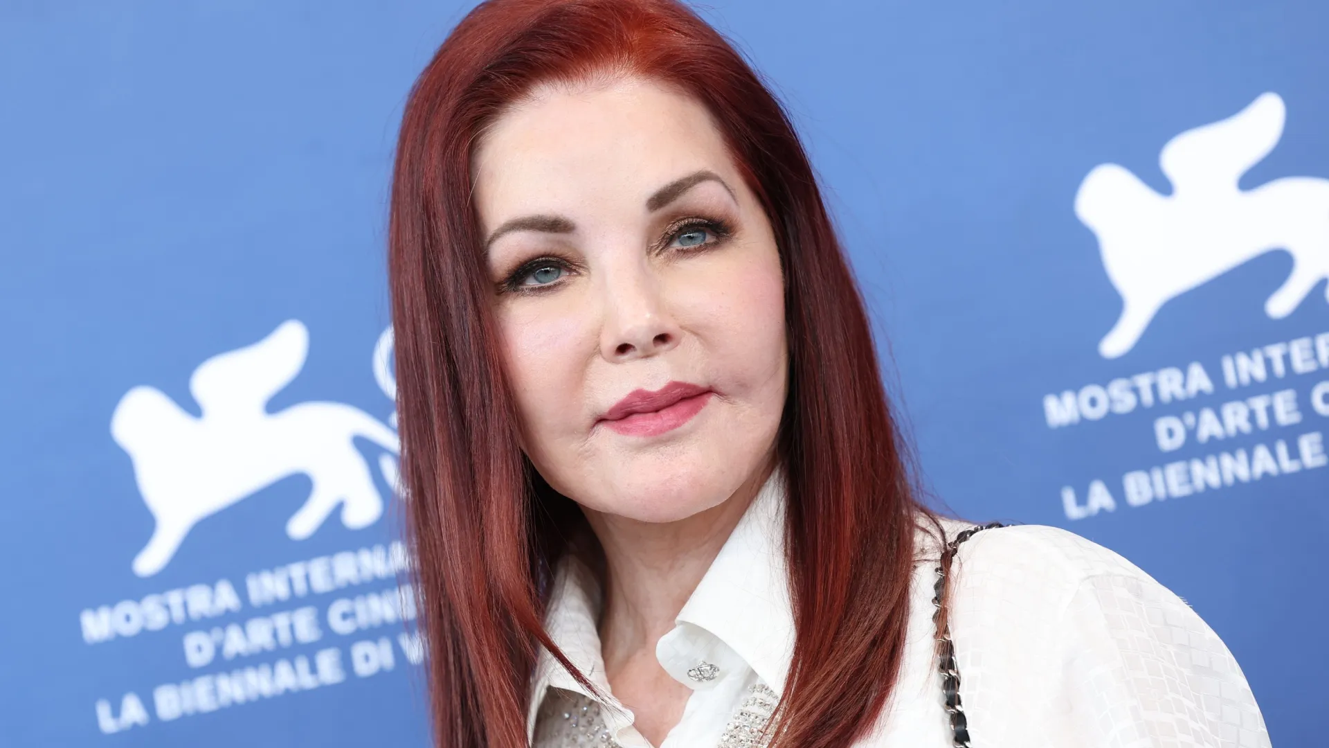 Priscilla Presley attends a photocall for the movie “Priscilla” at the 80th Venice International Film Festival on September 04, 2023 in Venice, Italy. (Photo by Vittorio Zunino Celotto/Getty Images)