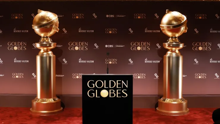 A view of the stage before the nominations announcement and media preview for the 83rd Annual Golden Globes at The Beverly Hilton.