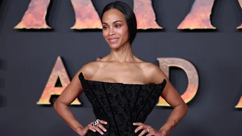 Zoe Saldana attends the "Avatar: Fire And Ash" European Premiere in 2025.