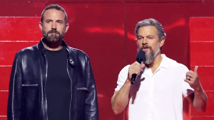 Ben Affleck and Matt Damon speak onstage during NETFLIX TUDUM 2025: THE LIVE EVENT at The Kia Forum.