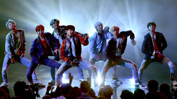 Music group BTS performs onstage during the 2017 American Music Awards at Microsoft Theater.