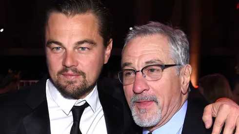 Leonardo DiCaprio and Robert De Niro attend the 2016 amfAR New York Gala at Cipriani Wall Street.