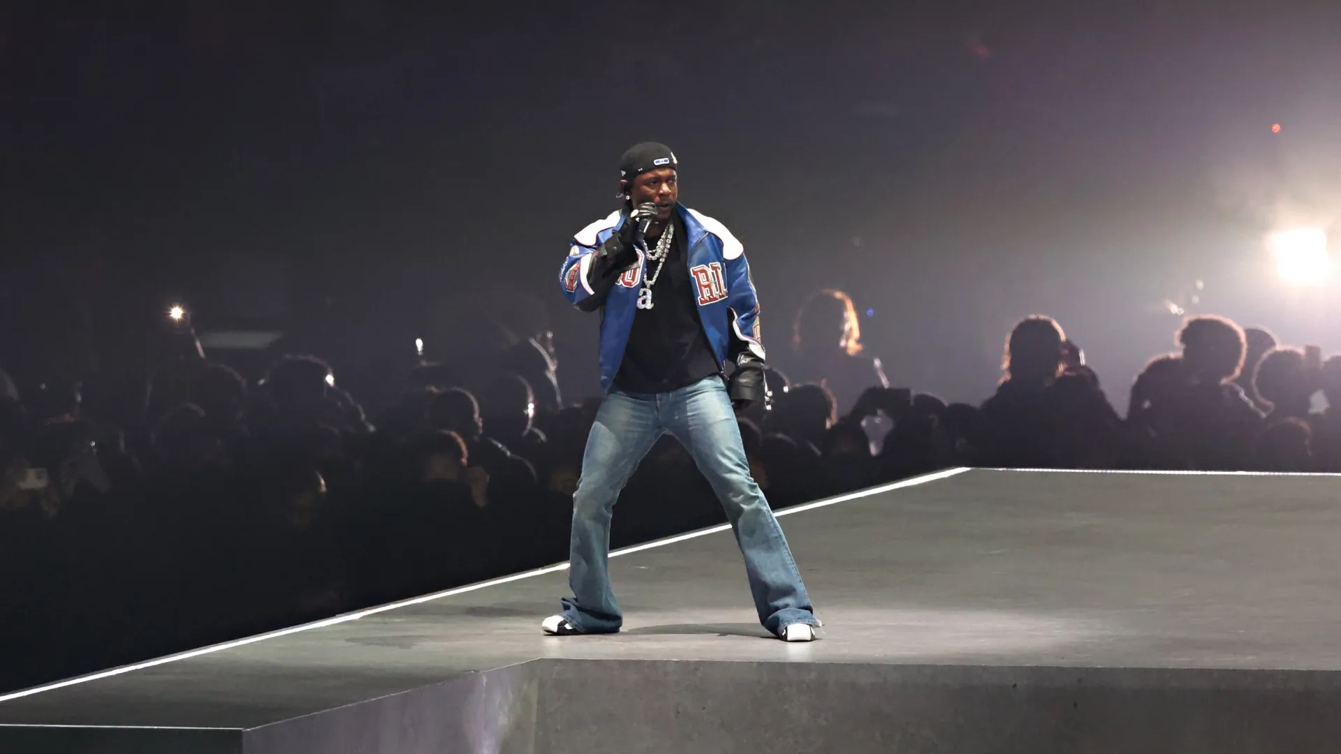 Kendrick Lamar performs onstage during Apple Music Super Bowl LIX Halftime Show at Caesars Superdome on February 09, 2025 in New Orleans, Louisiana. (Photo by Cindy Ord/Getty Images)