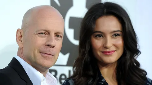 Actor Bruce Willis and Emma Heming arrives at the Premiere Of Lionsgate Films' "The Expendables" at the Grauman's Chinese Theatre.