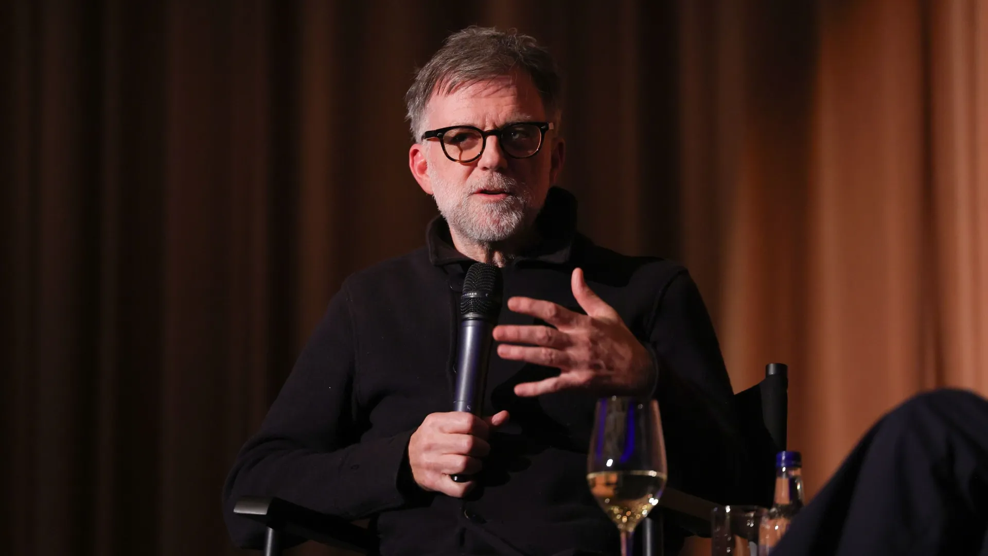 Paul Thomas Anderson speaks on stage during the Directors UK Screening And Q&amp;A, Curzon Mayfair, London on November 20, 2025 in London, England. (Photo by Lia Toby/Getty Images for Warner Bros.)