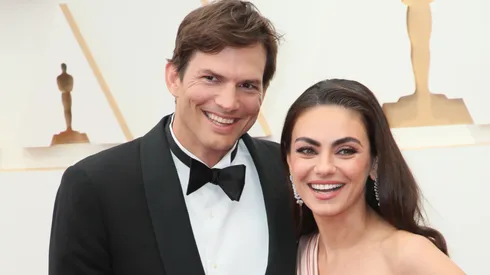 (L-R) Ashton Kutcher and Mila Kunis attend the 94th Annual Academy Awards at Hollywood and Highland on March 27, 2022 in Hollywood, California. 
