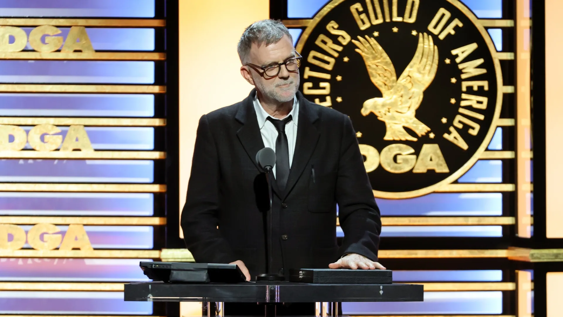 Paul Thomas Anderson accepts a Directors Guild of America Feature Film Medallion for “One Battle After Another” onstage during the 78th Annual Directors Guild Of America Awards at The Beverly Hilton on February 07, 2026 in Beverly Hills, California. (Photo by Kevin Winter/Getty Images for DGA)