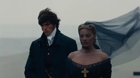 Margot Robbie and Jacob Elordi in Wuthering Heights.