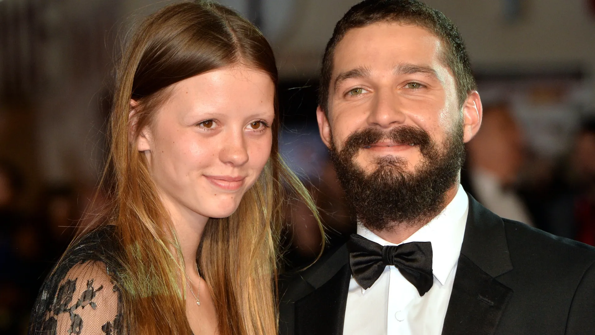 Mia Goth and Shia LeBeouf at the European Premiere gala of “Fury” in 2014 (Source: Anthony Harvey/Getty Images for BFI)