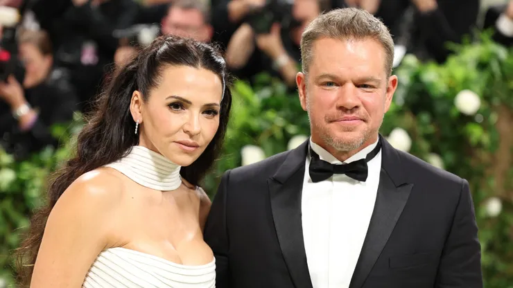 Luciana Damon and Matt Damon attend The 2024 Met Gala Celebrating "Sleeping Beauties: Reawakening Fashion" at The Metropolitan Museum of Art.