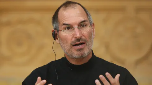Apple head Steve Jobs speaks at a press conference to announce that T-Mobile will be the partner for selling the iPhone in 2007.