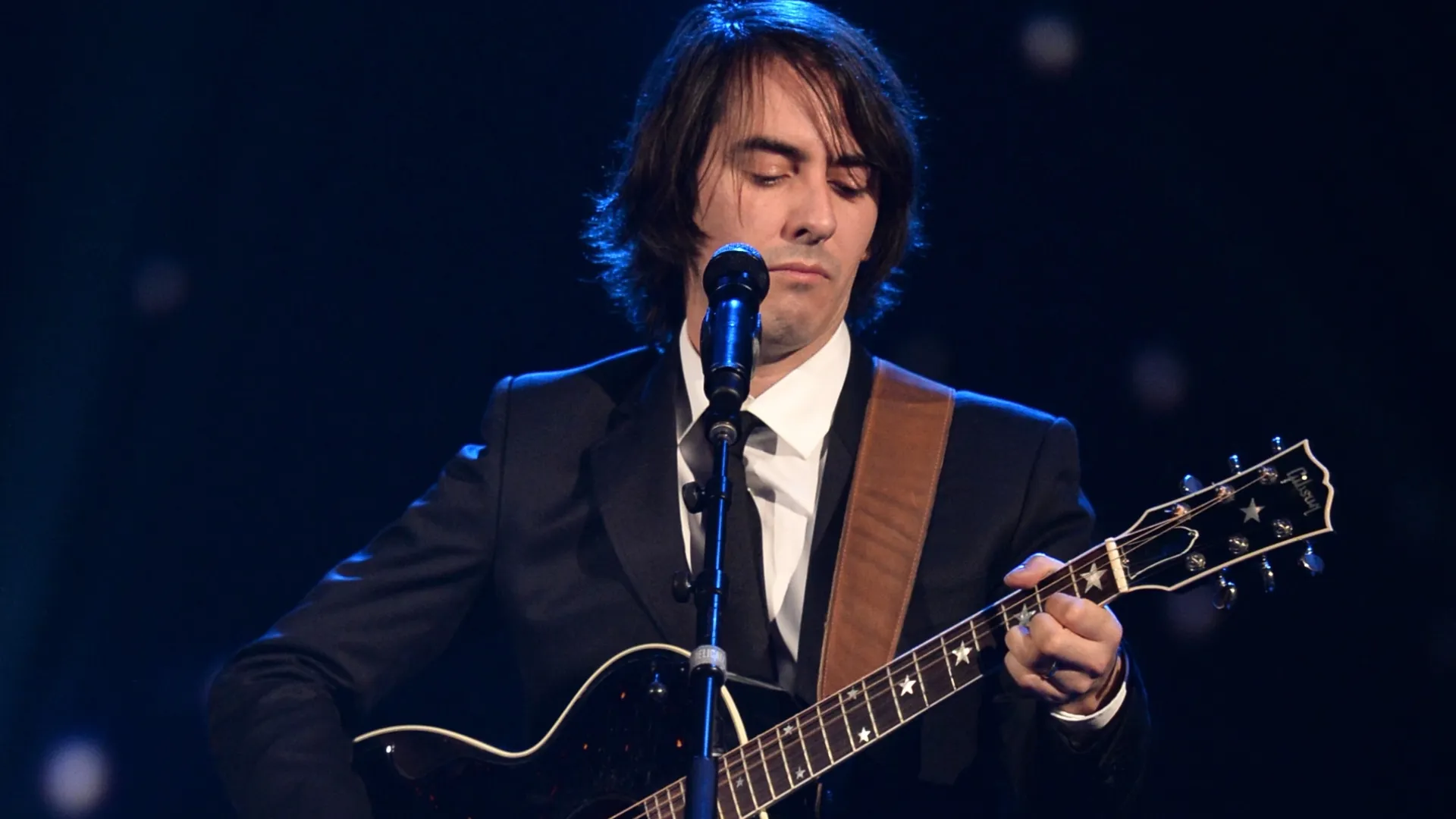 Recording artist Dhani Harrison performs onstage during “The Night That Changed America: A GRAMMY Salute To The Beatles” at the Los Angeles Convention Center on January 27, 2014 in Los Angeles, California. (Photo by Kevin Winter/Getty Images)
