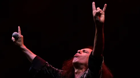 Ronnie James Dio performs on stage with Heaven and Hell during their Heaven and Hell 2007 tour at Rod Laver Arena.