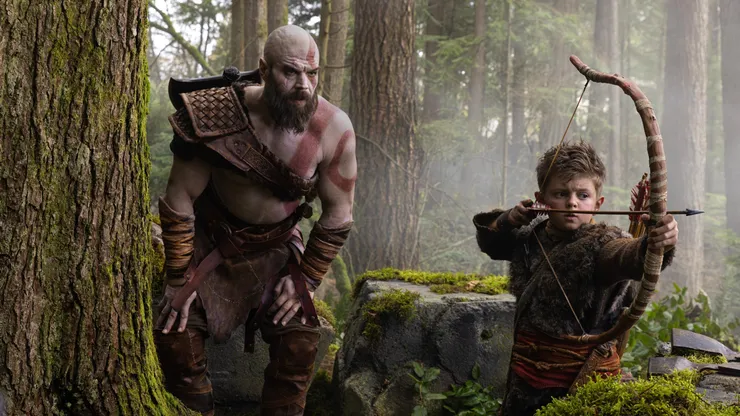 Ryan Hurst and Callum Vinson in God of War.