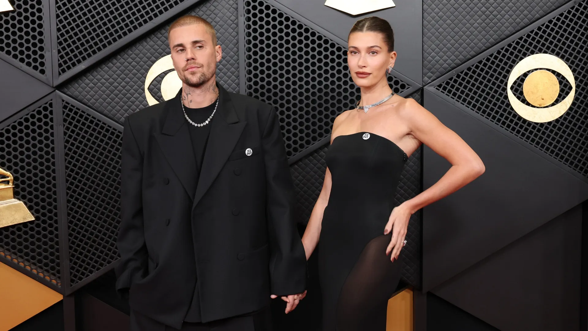 Justin Bieber and Hailey Bieber attend the 68th GRAMMY Awards at Crypto.com Arena on February 01, 2026 in Los Angeles, California. (Photo by Amy Sussman/Getty Images)