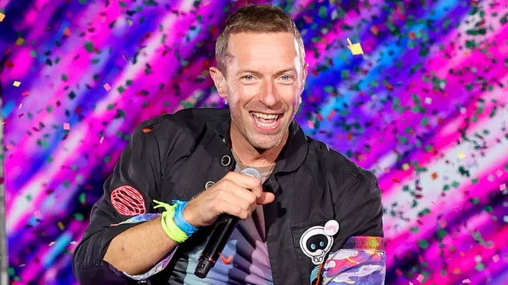 Chris Martin of Coldplay performs onstage at Rose Bowl Stadium on September 30, 2023.