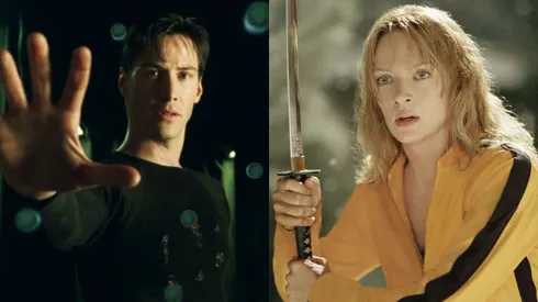 Keanu Reeves in The Matrix and Uma Thurman in Kill Bill Vol. 1