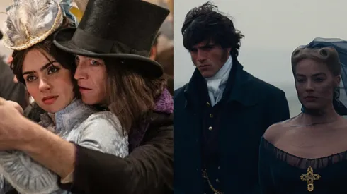 Caleb Landry Jones and Zoe Bleu in Dracula: A Love Story — Margot Robbie and Jacob Elordi in Wuthering Heights.