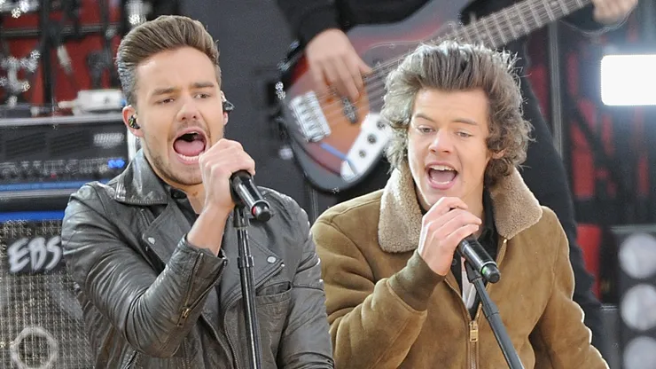 Liam Payne and Harry Styles of One Direction perform at Rumsey Playfield.