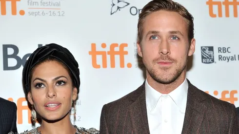 Actors (L-R) Eva Mendes and Ryan Gosling attend "The Place Beyond The Pines" premiere during the 2012 Toronto International Film Festival at Princess of Wales Theatre.
