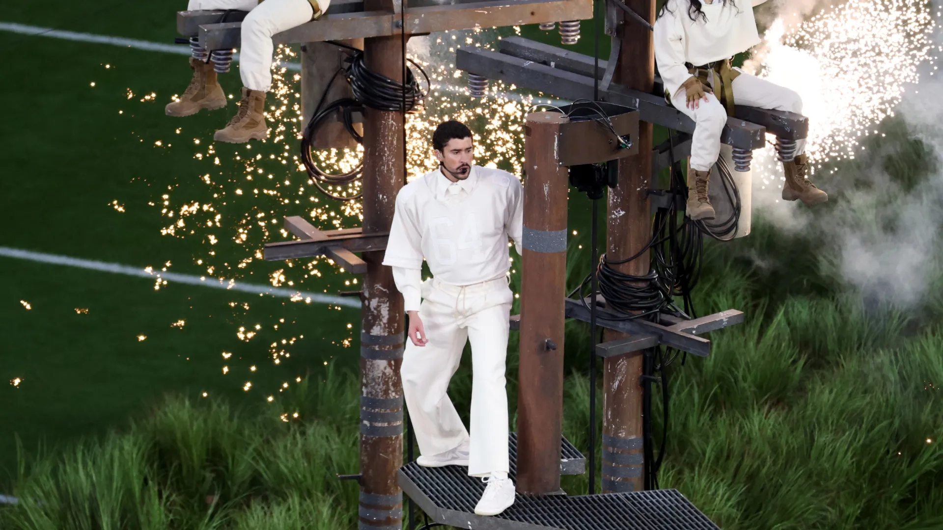 Bad Bunny performs onstage during the Apple Music Super Bowl&nbsp;LX Halftime Show at Levi’s Stadium on February 08, 2026 in Santa Clara, California. (Photo by Ishika Samant/Getty Images)