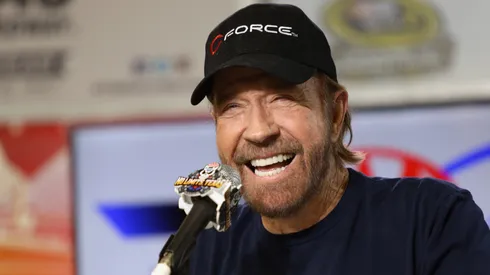 Chuck Norris at the NASCAR Sprint Cup Series AAA Texas 500 in 2016.
