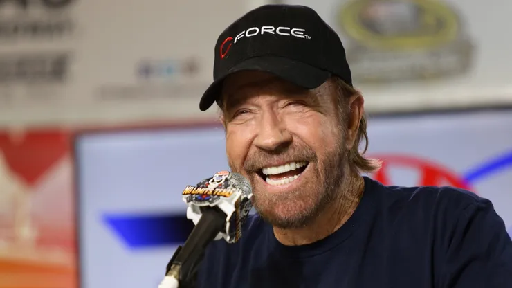 Chuck Norris at the NASCAR Sprint Cup Series AAA Texas 500 in 2016.