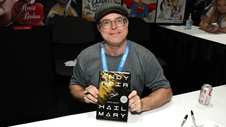 Author Andy Weir Signs Copies Of His Science Fiction Novel "Project Hail Mary" during 2025 Comic-Con International: San Diego at San Diego Convention Center.