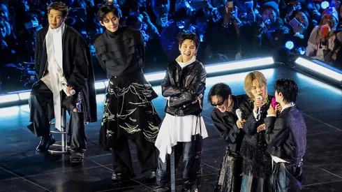 K-pop boy band BTS perform onstage during comeback concert at Gwanghwamun Square.