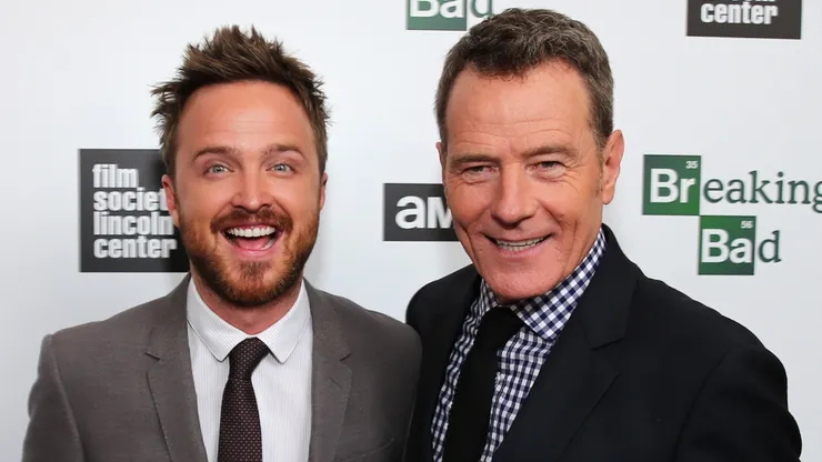Actors Aaron Paul and Bryan Cranston attends The Film Society of Lincoln Center and AMC Celebration of "Breaking Bad" Final Episodes at The Film Society of Lincoln Center.