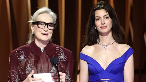 Meryl Streep and Anne Hathaway speak onstage during the 30th Annual Screen Actors Guild Awards in 2024.