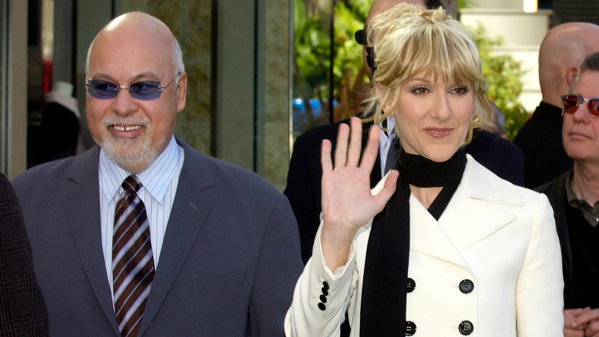 Celine Dion and Rene Angelil attend a ceremony honoring her with a star on the Hollywood Walk of Fame in 2004 (Source: Vince Bucci/Getty Images)