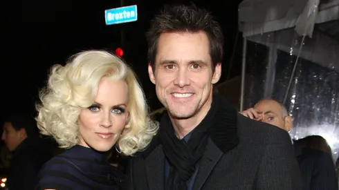 Actress Jenny McCarthy and actor Jim Carey arrive at the premiere of Warner Bros. Picture's "Yes Man" held at the Mann Village Theater.