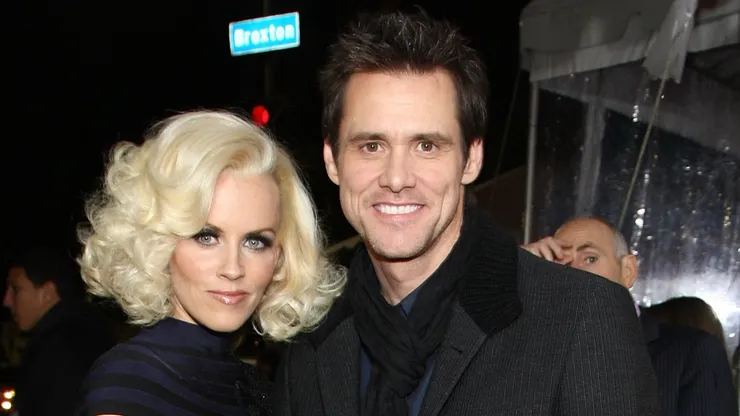 Actress Jenny McCarthy and actor Jim Carey arrive at the premiere of Warner Bros. Picture's "Yes Man" held at the Mann Village Theater.