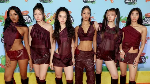 Lara Raj, Yoonchae, Daniela, Manon, Megan and Sophia of KATSEYE attend the Nickelodeon Kids' Choice Awards 2025.
