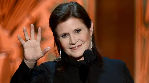 Actress Carrie Fisher speaks onstage at the 40th AFI Life Achievement Award honoring Shirley MacLaine held at Sony Pictures Studios.