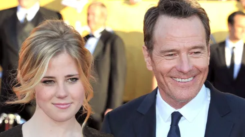 Taylor Cranston, Bryan Cranston, and Robin Dearden arrive at the 18th Annual Screen Actors Guild Awards at The Shrine Auditorium.