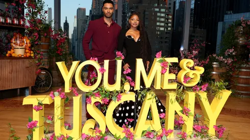 Regé-Jean Page and Halle Bailey attend the premiere of YOU, ME & TUSCANY presented by Universal Pictures at Jazz at Lincoln Center.