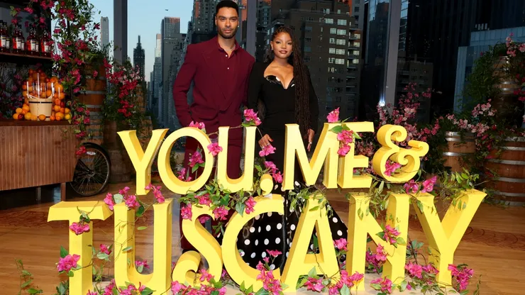 Regé-Jean Page and Halle Bailey attend the premiere of YOU, ME & TUSCANY presented by Universal Pictures at Jazz at Lincoln Center.
