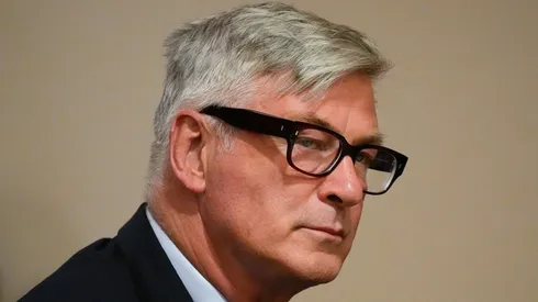 Alec Baldwin listens to testimony during a pretrial hearing at the First Judicial District Courthouse.