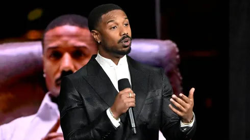Michael B. Jordan speaks during CinemaCon 2026.