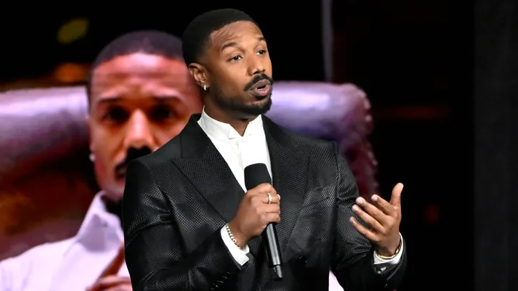 Michael B. Jordan speaks during CinemaCon 2026.