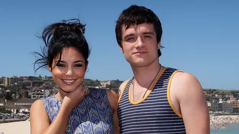 Actors Vanessa Hudgens and Josh Hutcherson pose during the "Journey 2: The Mysterious Island" photo call at Bondi Beach.