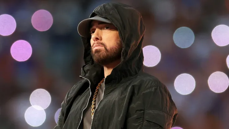 Eminem performs during the Pepsi Super Bowl LVI Halftime Show at SoFi Stadium.