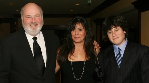 Actor/Producer/Director Rob Reiner (L) with his wife Michele and son Jake arrive at the 59th annual Directors Guild Of America Awards.