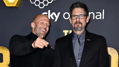 Jason Statham and David Ayer attend the UK premiere of "The Beekeeper" at Vue Leicester Square.