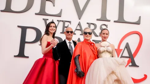 (L-R) Anne Hathaway, Stanley Tucci, Meryl Streep and Emily Blunt attend the world premiere of The Devil Wears Prada 2 at Lincoln Center in New York, New York on April 20, 2026.